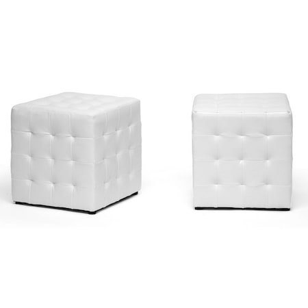 Baxton Studio Siskal White Modern Cube Ottoman, PK2 72-4037